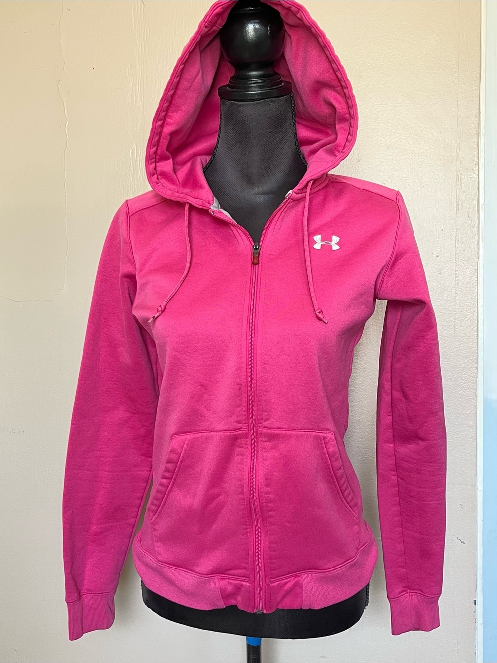 Pink Under Armour athletic zip up hoodie sweater